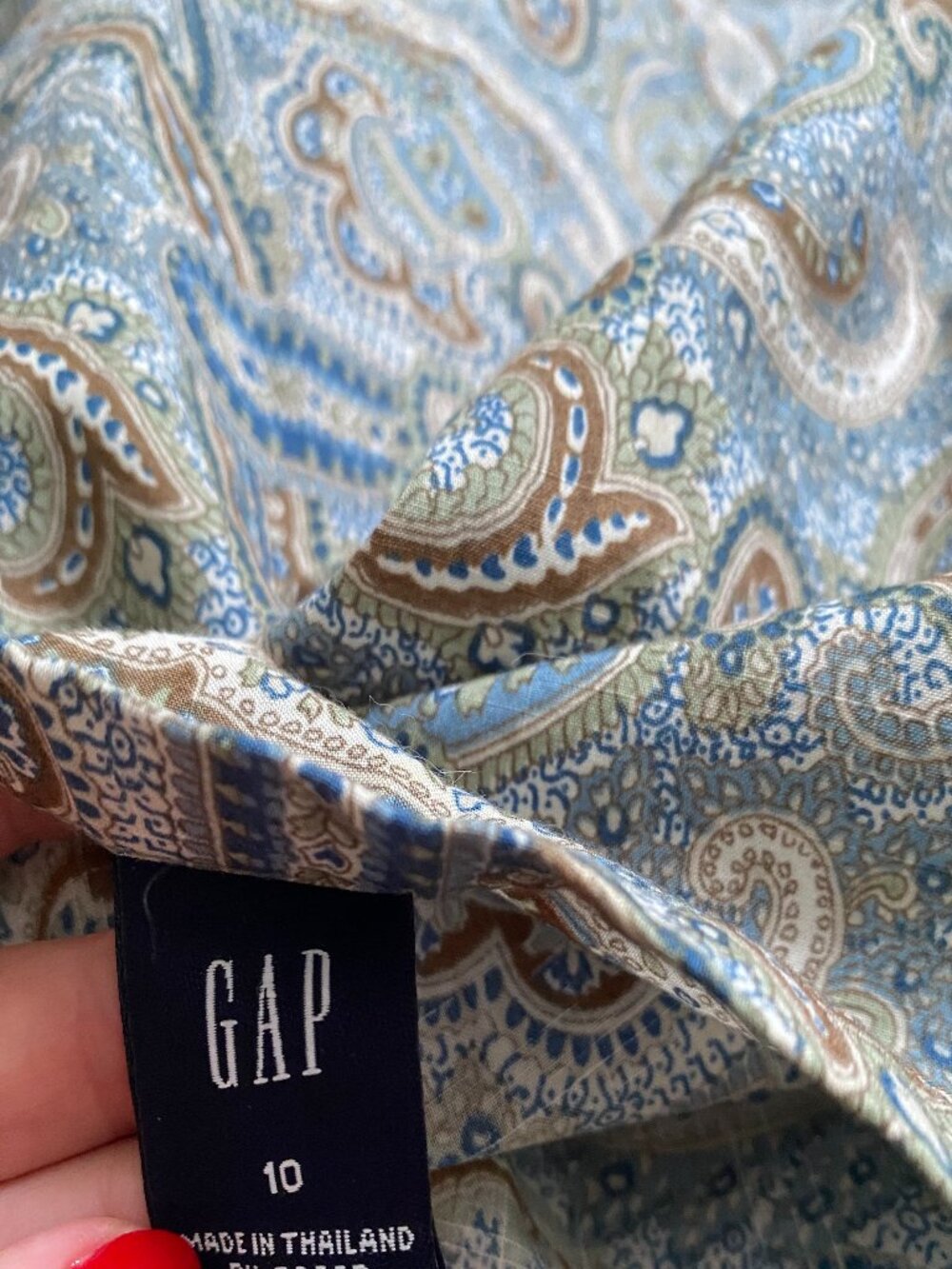Vintage y2k Gap 100% Cotton Paisley Ruffle Boho Midi Skirt Size 10 - Picture 6 of 8